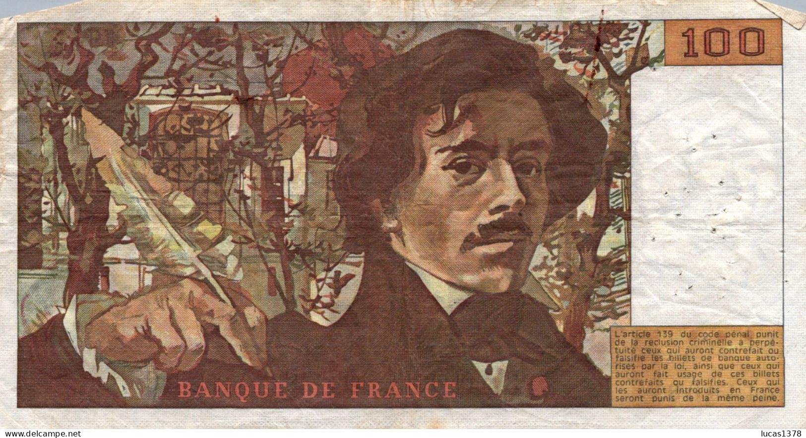 100 Francs "Delacroix" 1978---Série Q1 --NON HACHURE - 100 F 1978-1995 ''Delacroix''