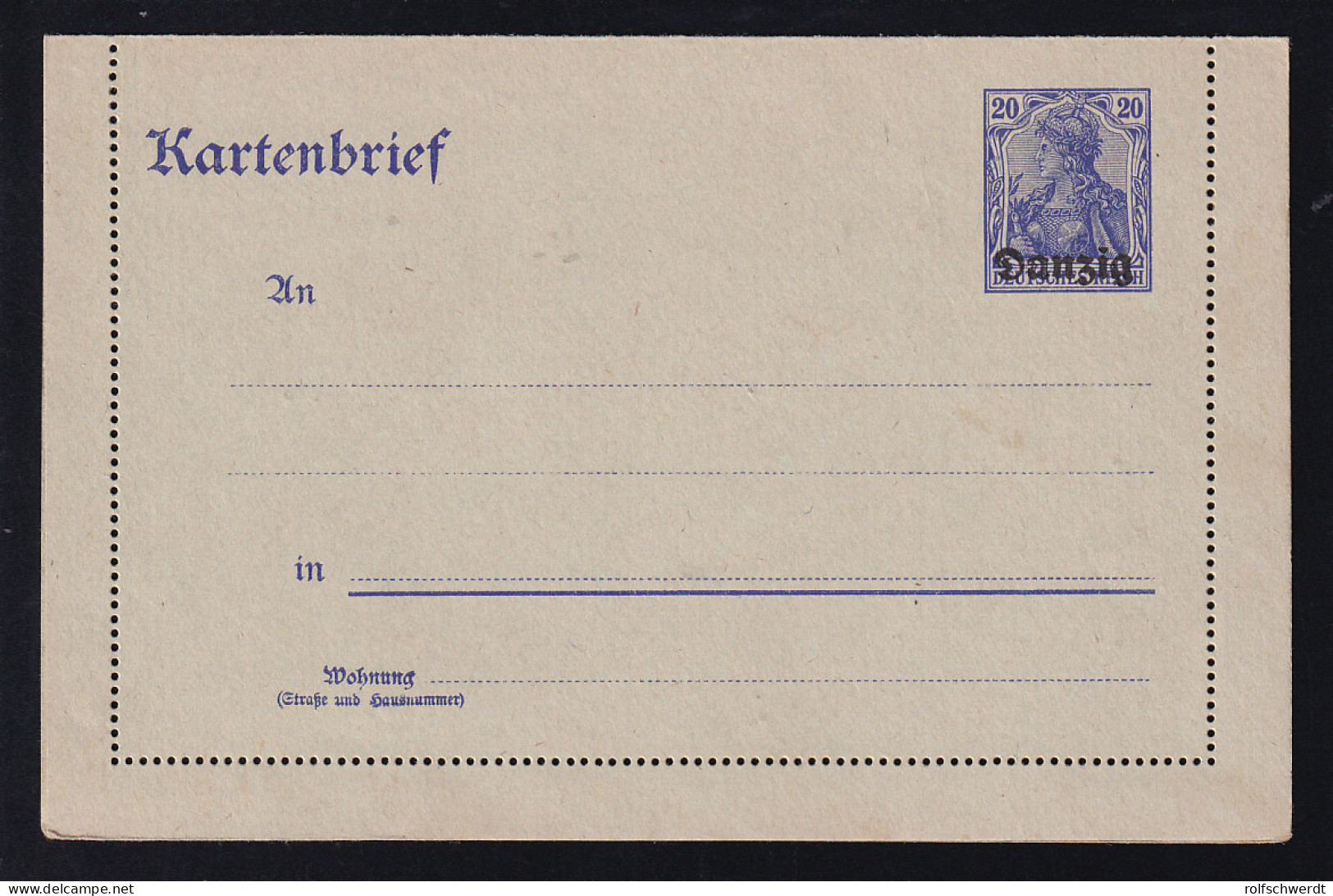 Kartenbrief Germania 20 Pfg., (*) - Ganzsachen