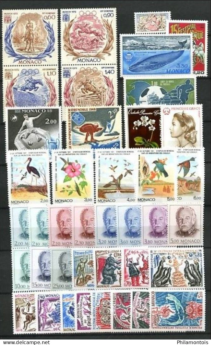 MONACO - Lot De Timbres Neufs N** Entre 1951 Et 1992- TB - Cote Environ 500 E. - Collections, Lots & Séries