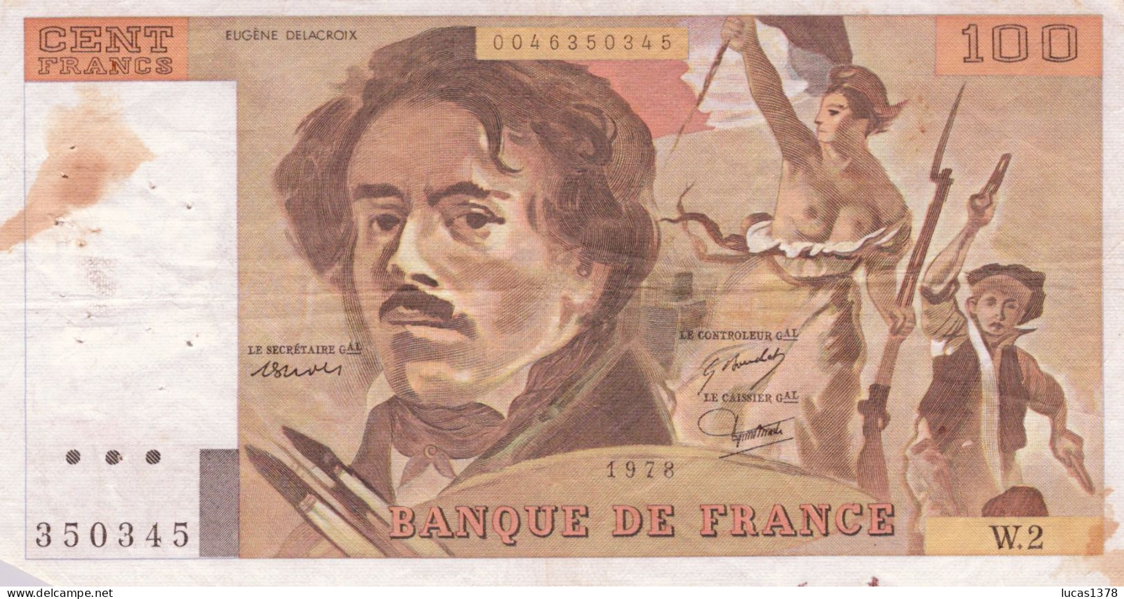 100 Francs "Delacroix" 1978---Série W2 --NON HACHURE - 100 F 1978-1995 ''Delacroix''