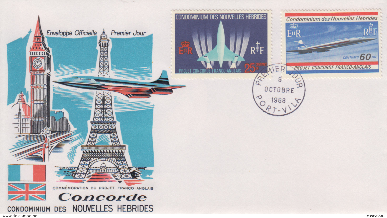 Enveloppe  FDC  1er  Jour   NOUVELLES  HEBRIDES    ¨Paire   CONCORDE    1968 - FDC