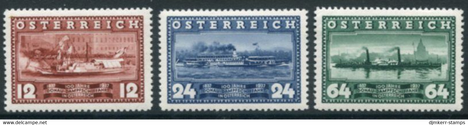 AUSTRIA 1937 Centenary Of Vienna-Linz Steamer MNH / **.  Michel 639-41 - Nuovi