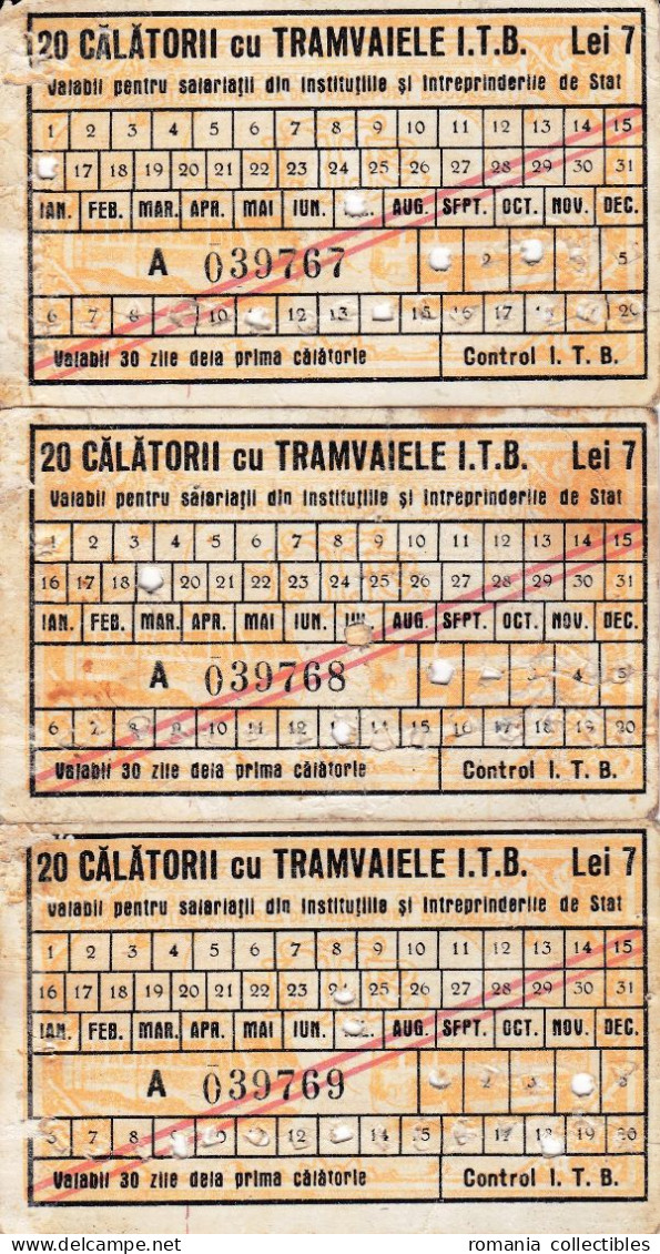Romania, Bucharest Tramway Trolley Bus - Lot Of 3 Transport Passes, ITB - Andere & Zonder Classificatie