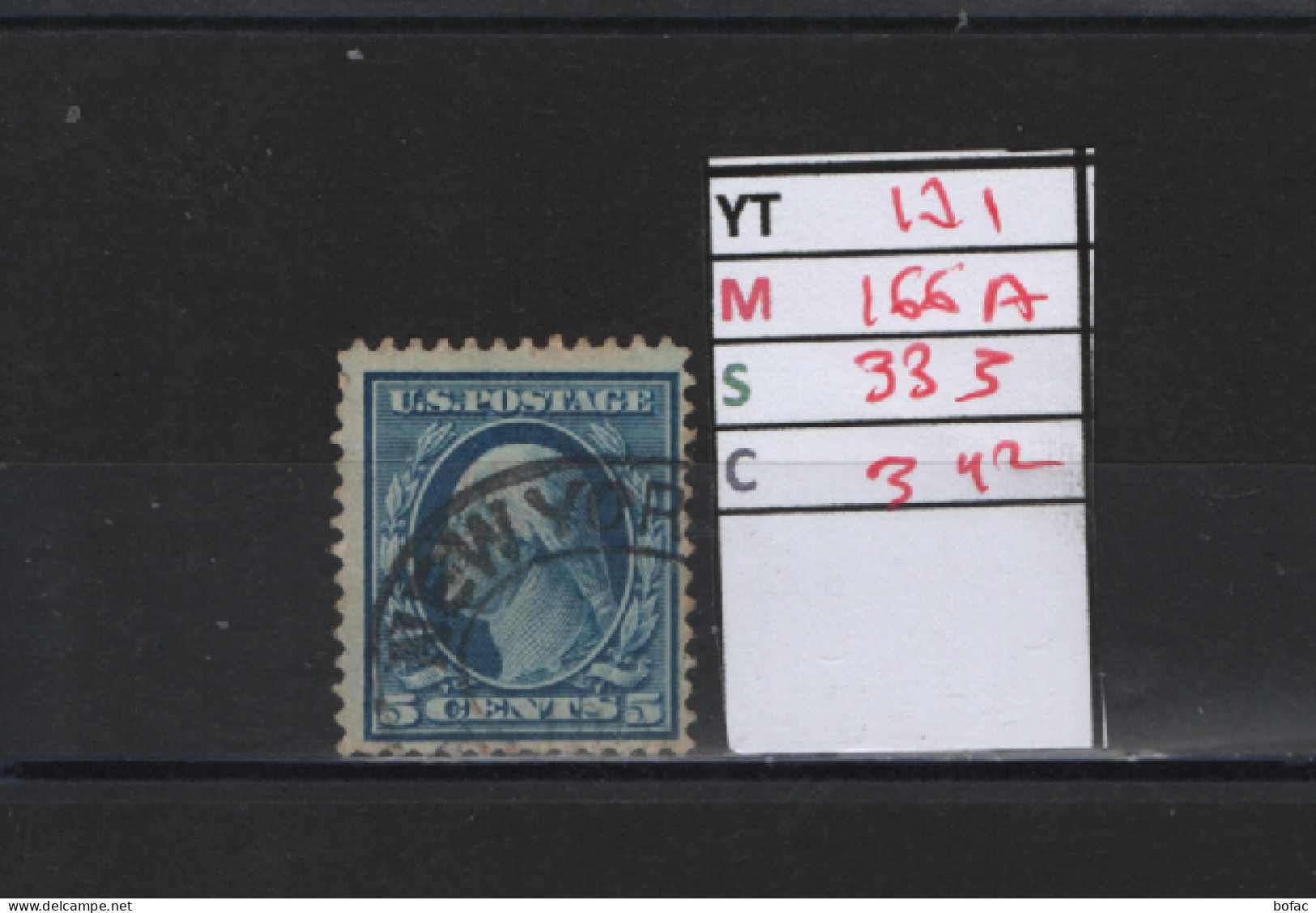 PRIX FIXE Obl 171 YT 166A MIC 333 SCOT 342 GIB George Washington 1908 1909 58/05 - Used Stamps