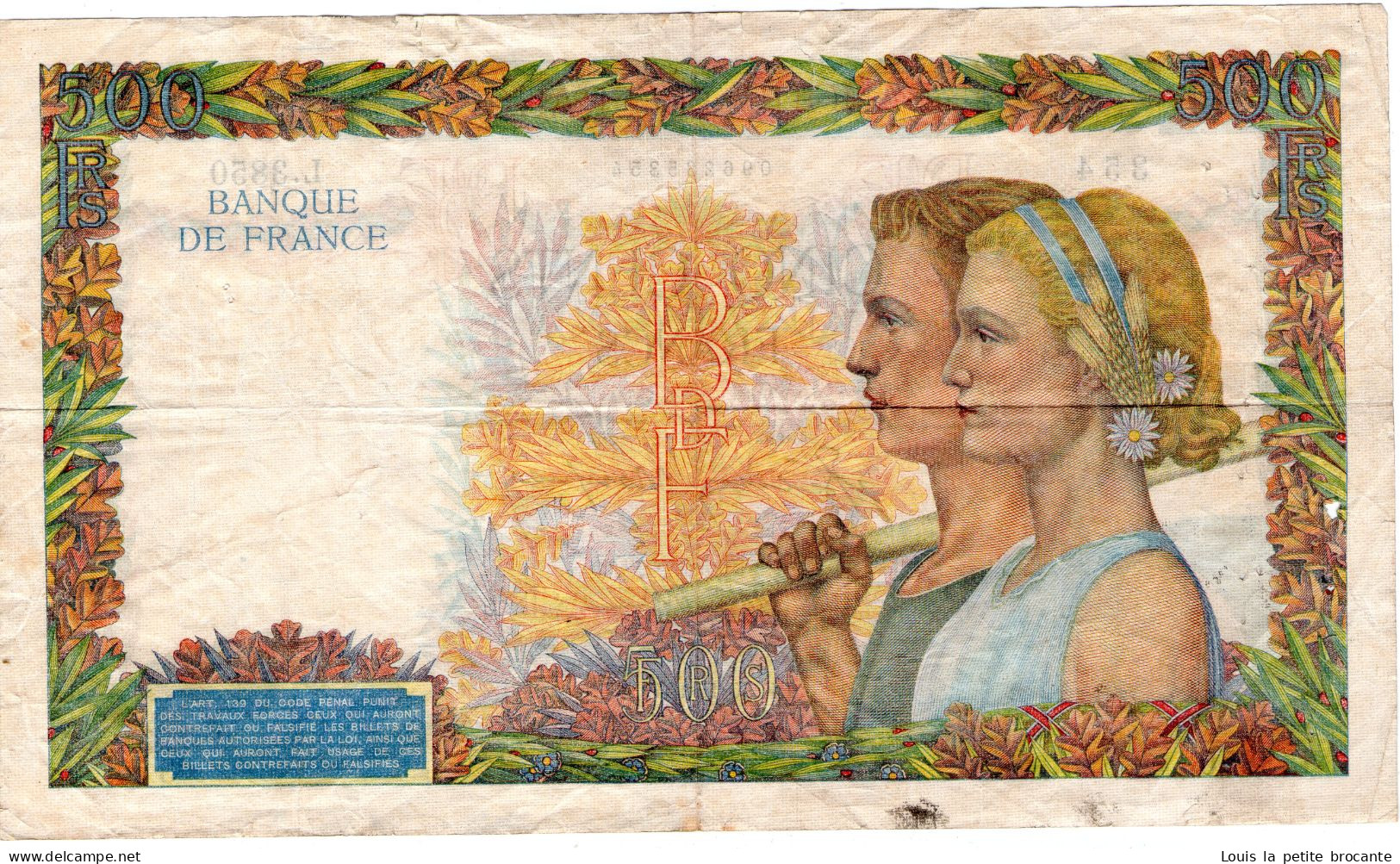 Billet France De 500 Francs 30 10 1941 "la Paix" Bel état - L3850 354 - 500 F 1940-1944 ''La Paix''