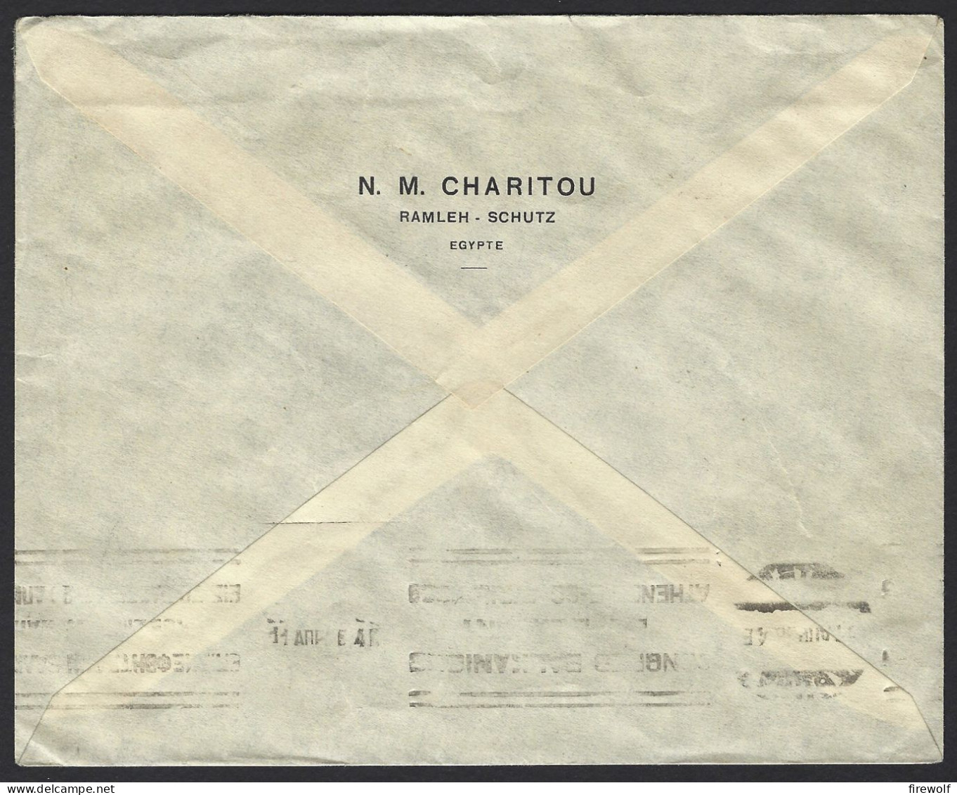 F10 - Egypt 1936 Commercial Airmail Cover Charitou Ramleh -  Alexandria To Athens Greece - Covers & Documents