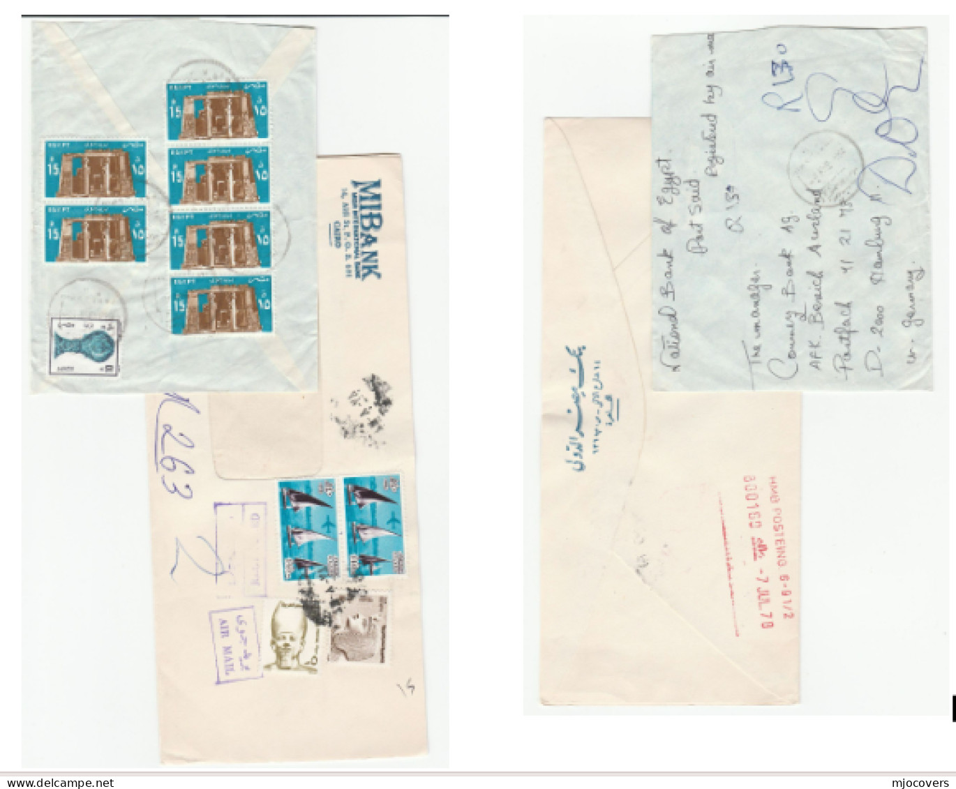 2 X REG EGYPT BANK Covers Multi Stamps Cover - Cartas & Documentos