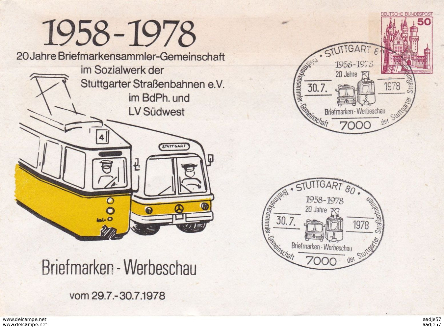 Germany Deutschland 1978 20 Jahre Briefmarkensammler Gemeinschaft Stuttgart - Tranvías