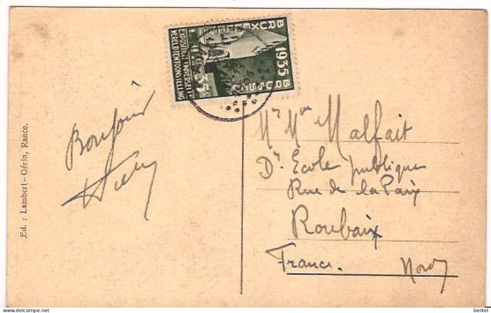 SIVRY-RANCE  TRIEU-BOUCHEAU TIMBRE 1935 Re 580/ D1 - Sivry-Rance