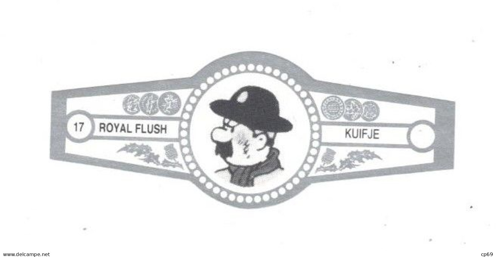 17) Bague De Cigare Série Tintin Blanche Grise Royal Flush Kuifje Dupond Où Dupont Détective En Superbe.Etat - Oggetti Pubblicitari