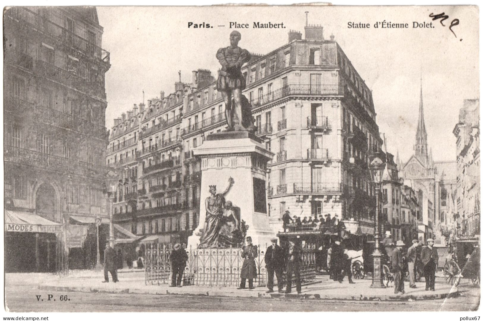 CPA DE PARIS V. PLACE MAUBERT. STATUE D'ÉTIENNE DOLET - Statues