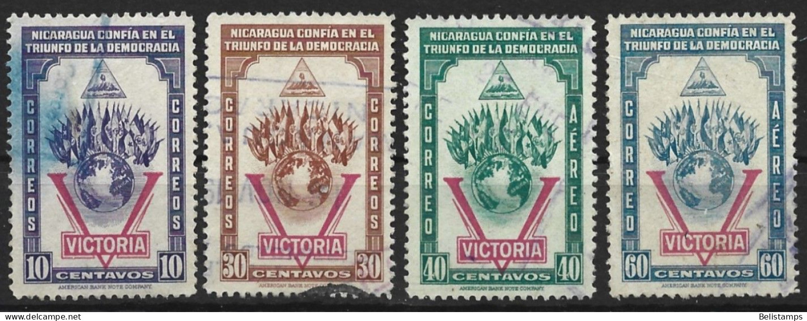 Nicaragua 1943. Scott #689-90, C261-2 (U) ''Victory''  *Complete Set* - Nicaragua