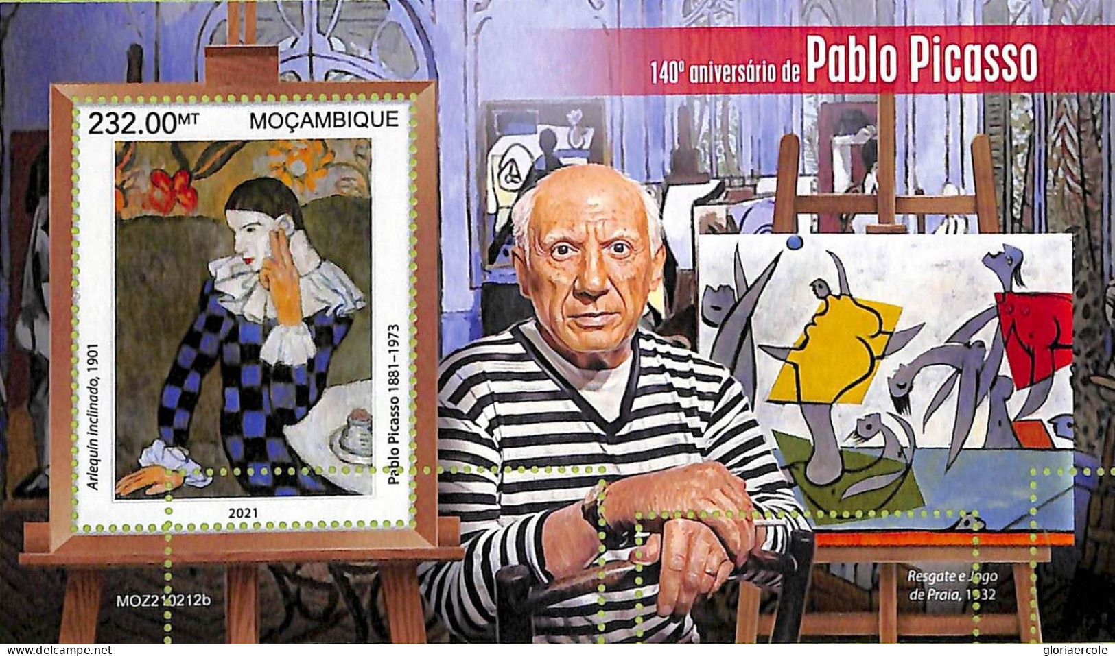 A9117 - Mozambique - ERROR MISPERF Stamp Sheet - 2021  - ART, Pablo Picasso - Picasso