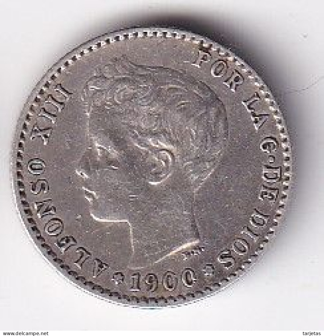 MONEDA DE ESPAÑA DE 50 CENTIMOS DEL AÑO 1900 DE ALFONSO XIII - ESTRELLAS 0-0 (COIN) SILVER-PLATA-ARGENT - Premières Frappes