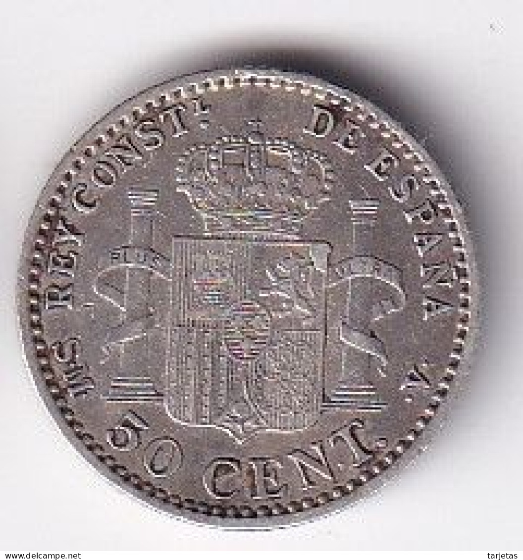 MONEDA DE ESPAÑA DE 50 CENTIMOS DEL AÑO 1900 DE ALFONSO XIII - ESTRELLAS 0-0 (COIN) SILVER-PLATA-ARGENT - Eerste Muntslagen