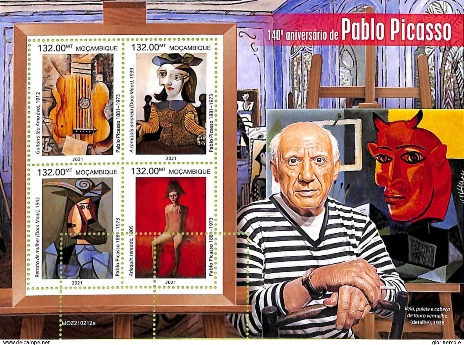 A9116 - Mozambique - ERROR MISPERF Stamp Sheet - 2021  - ART, Pablo Picasso - Picasso