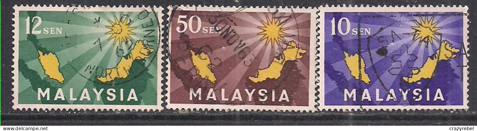 Malaysia 1963 QE2 Set Maps Used SG 1-3 ( F93 ) - Federation Of Malaya