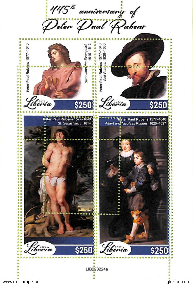 A9008 - LIBERIA - ERROR MISPERF Stamp Sheet  - 2022 - ART, Peter Paul Rubens - Rubens