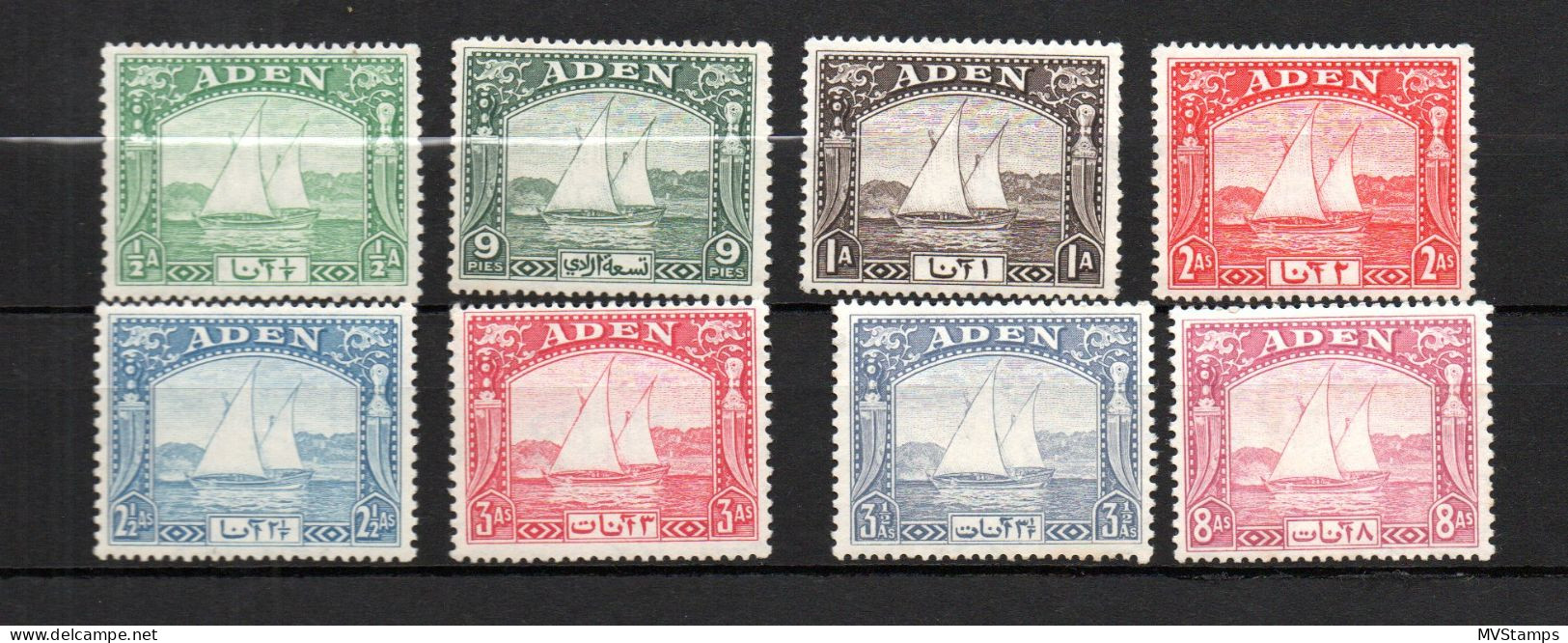 Aden 1937 Set Dau/Ship Stamps (Michel 1/8) MLH - Aden (1854-1963)
