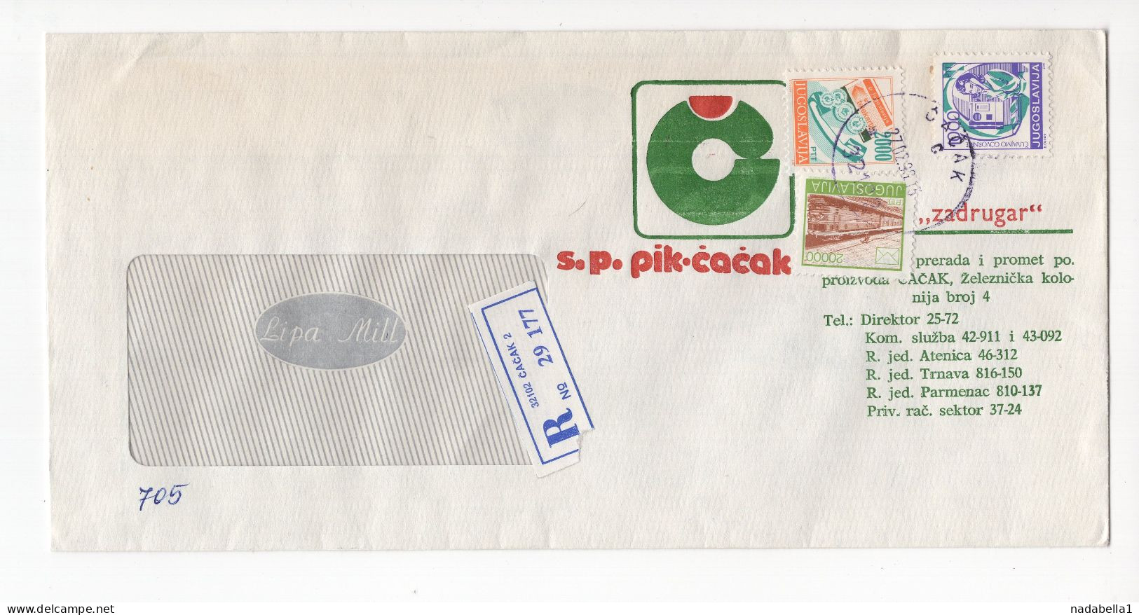 1999. YUGOSLAVIA,SERBIA,ČAČAK RECORDED HEADED COVER,PIK-CACAK - Brieven En Documenten