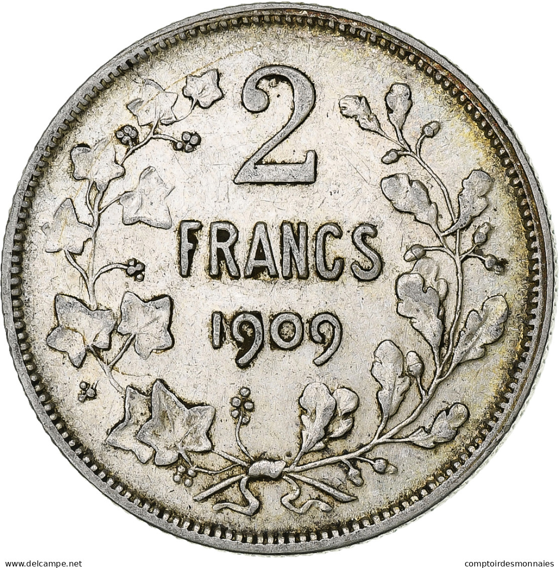 Belgique, Leopold II, 2 Francs, 1909, Royal Belgium Mint, TTB, Argent, KM:58.1 - 2 Frank