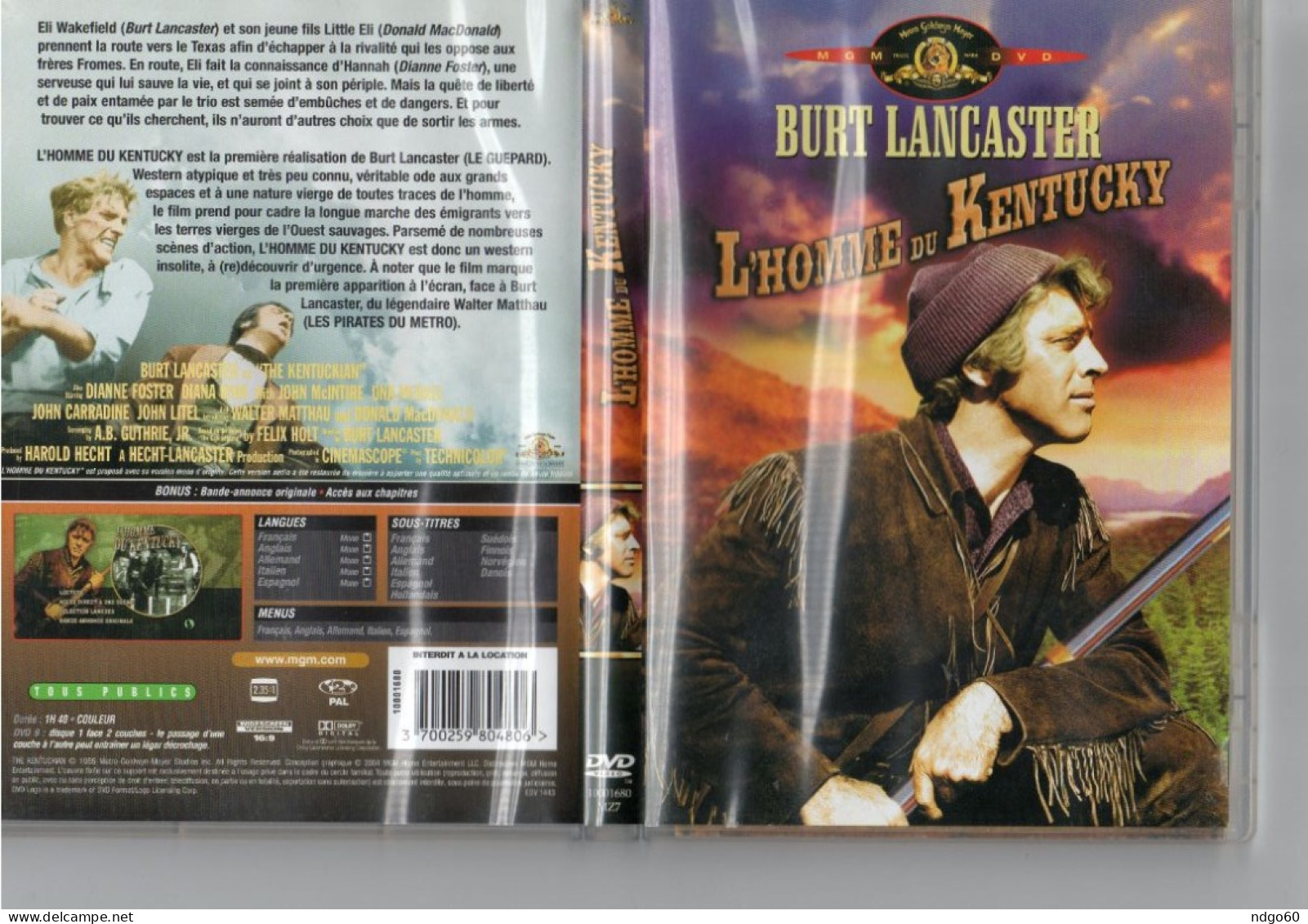 DVD Western - L' Homme Du Kentucky (1955) Avec Burt Lancaster - Oeste/Vaqueros