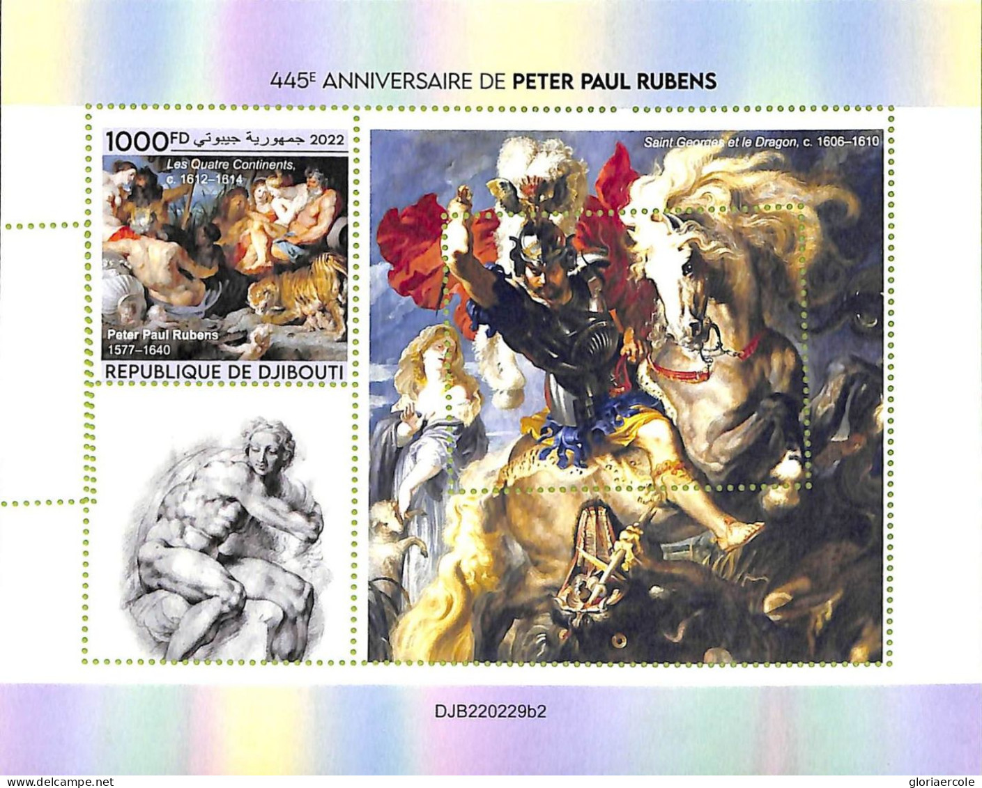A7515 - DJIBOUTI - ERROR MISPERF Stamp Sheet - 2022 - ART Peter Paul Rubens - Rubens