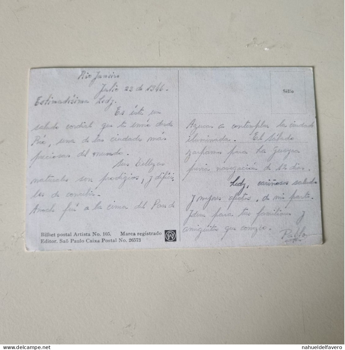 Carta Postale 1946 - Brasil - RIO DE JANEIRO, COPACABANA - Copacabana