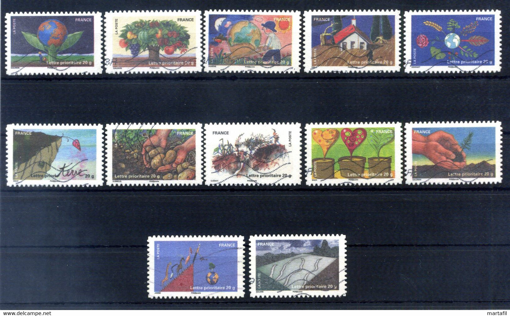 2011 FRANCIA SET USATO 4885/4896 Festa Del Francobollo 2° Serie Salvaguardia Della Natura - Used Stamps