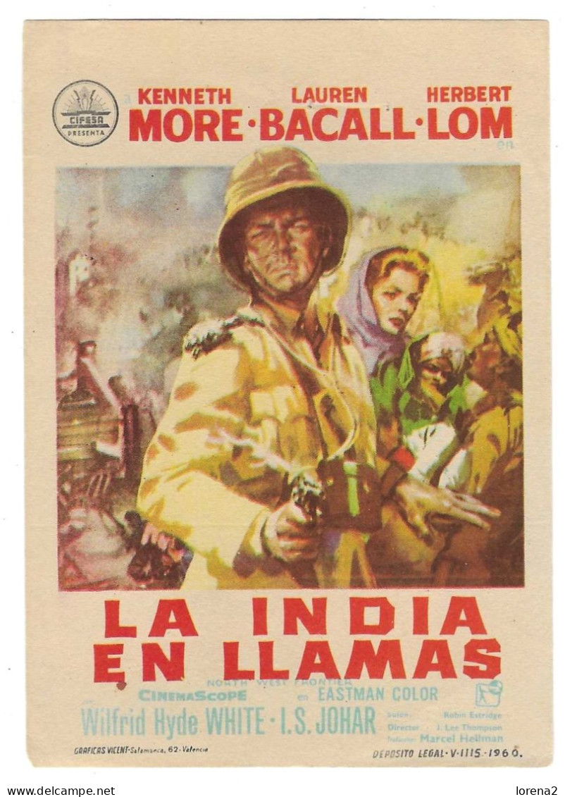 Programa Cine. La India En Llamas. Kenneth More. 19-1714 - Publicidad