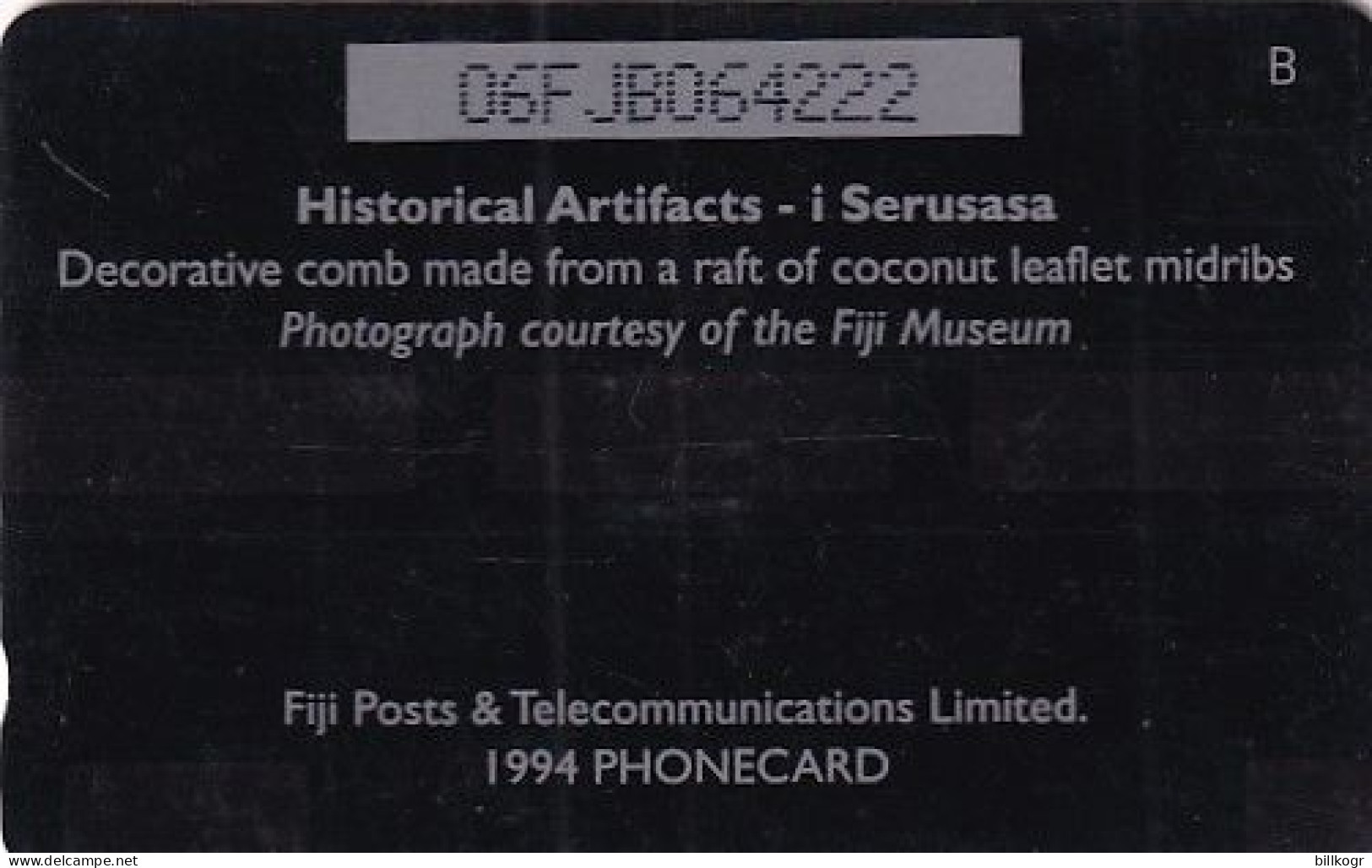FIJI ISL.(GPT) - Fijian Histarical Artifacts/I Serusasa, CN : 06FJB/B, Tirage %68756, Used - Figi