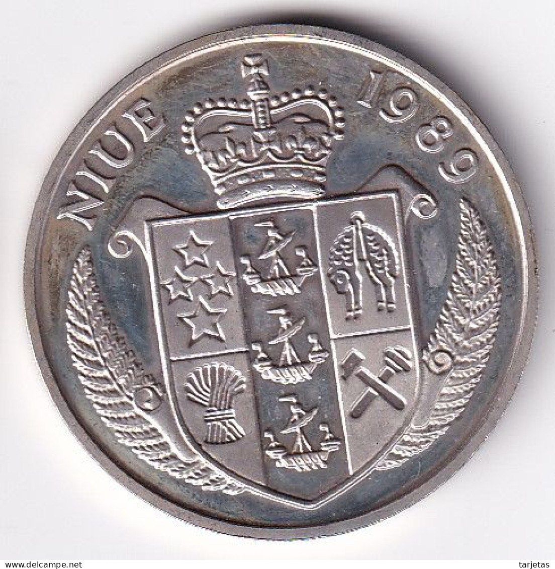 MONEDA DE PLATA DE NIUE DE 50 DOLLARS DEL AÑO 1989 SILVER-ARGENT (BARCELONA 1992 OLIMPIADA) - Niue