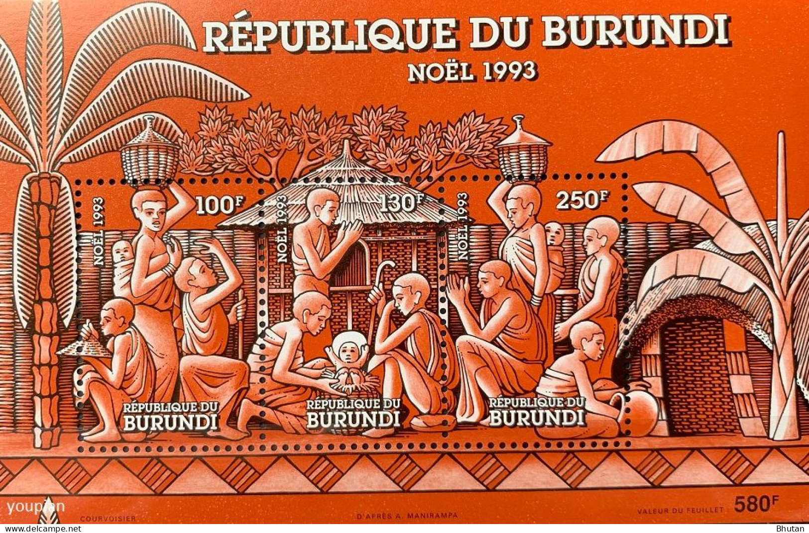 Burundi 1993, Christmas, MNH S/S - Unused Stamps