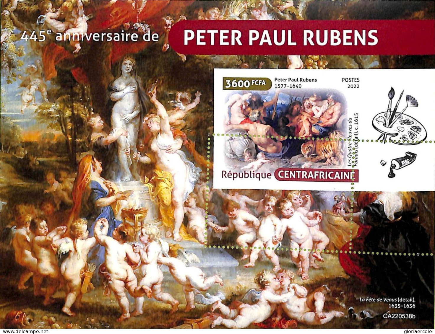 A7398 - CENTRAFRICAINE - ERROR MISPERF Stamp Sheet - 2022 - ART Paul Rubens - Rubens