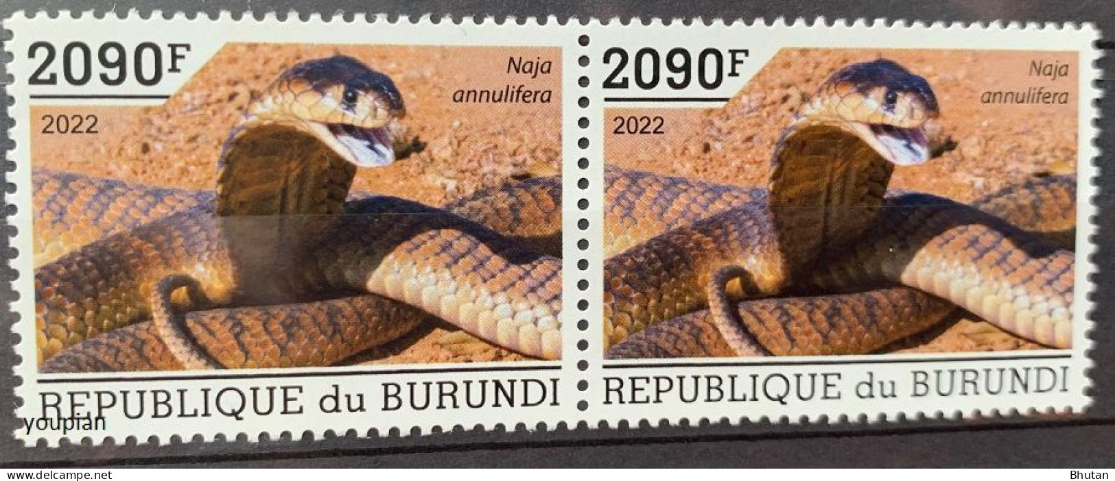 Burundi 2022, Snake, MNH Stamps Strip - Unused Stamps