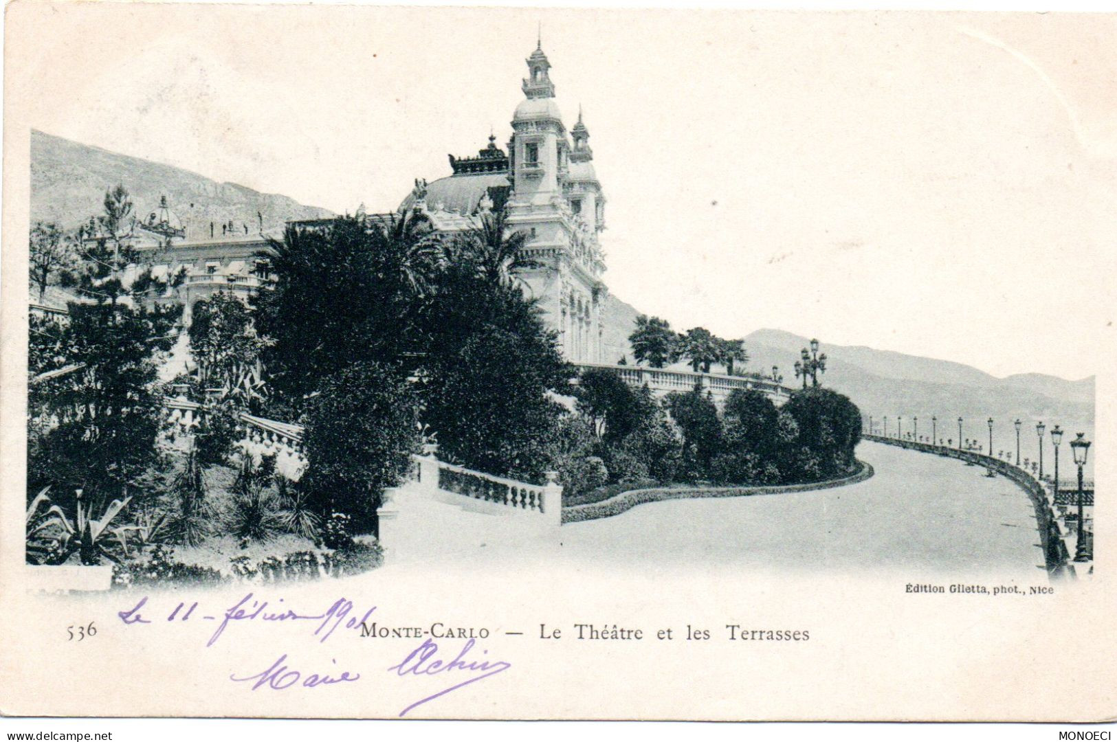 MONACO -- MONTE CARLO -- CPA Précurseur  -- Le Théâtre Et Les Terrasses - Opera House & Theather