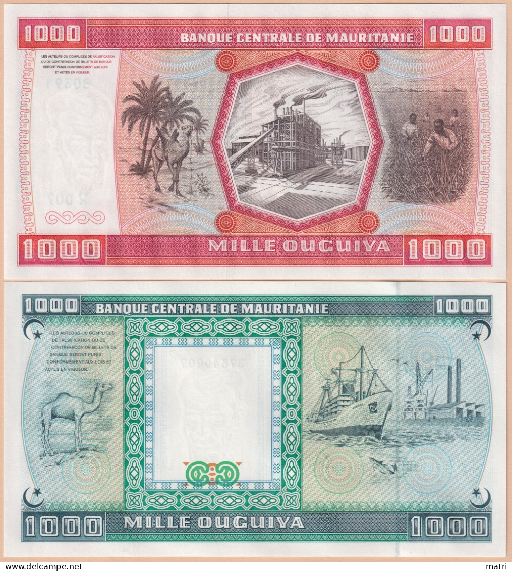 Mauritania Set Of 2 Unissued Banknotes - 1000 Ouguiya 1981 P-3D, 1000 Ouguiya 1989 P-7A UNC - Mauritania