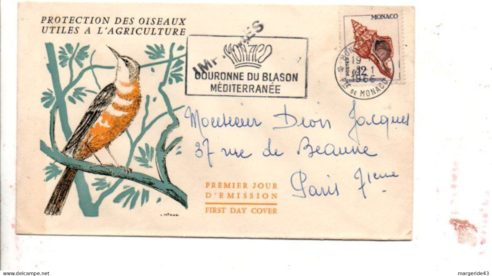 MONACO SEUL SUR LETTRE POUR LA FRANCE 1966 - Covers & Documents