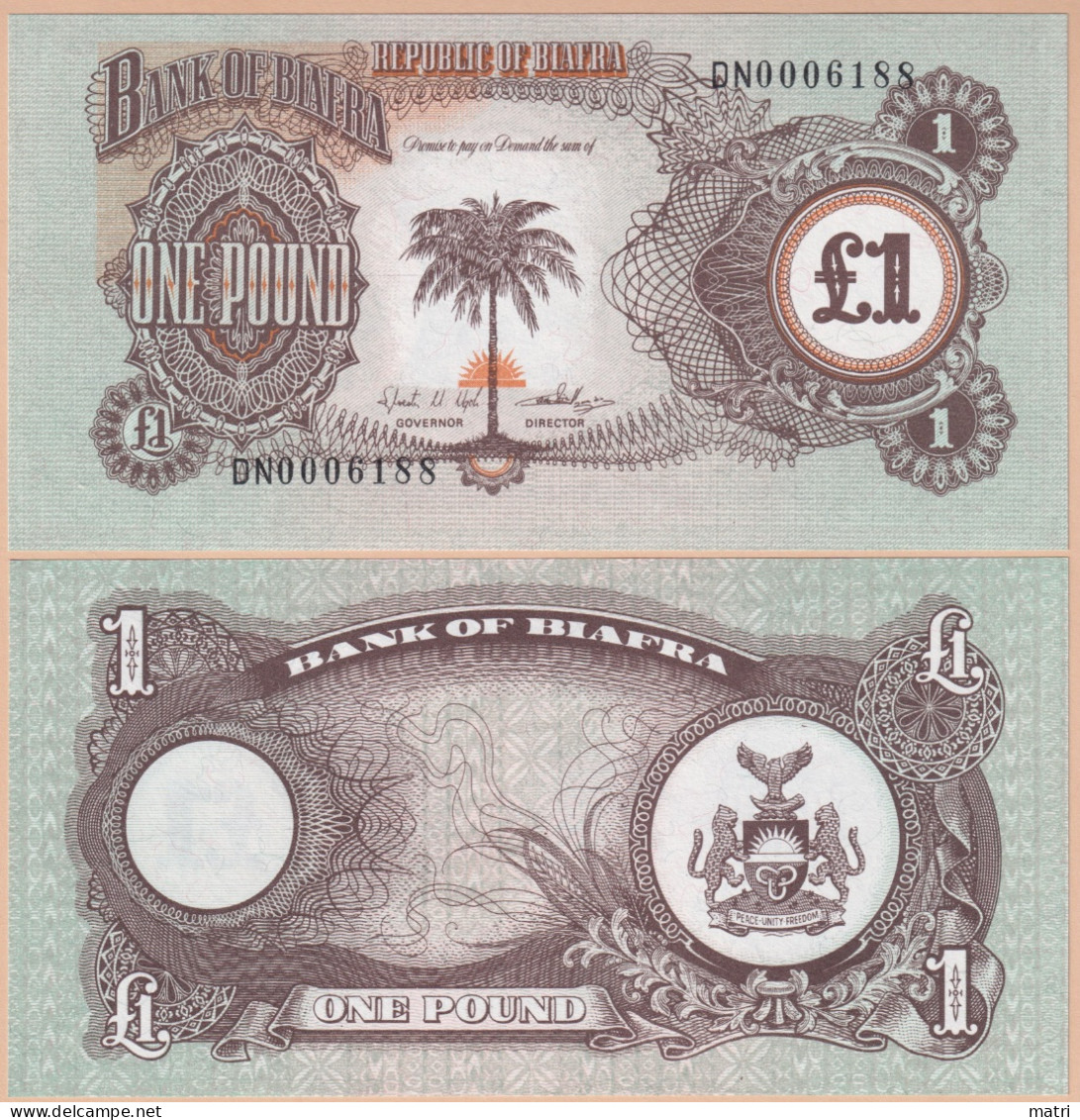 Biafra 1 Pound 1969 P-5a UNC - Nigeria