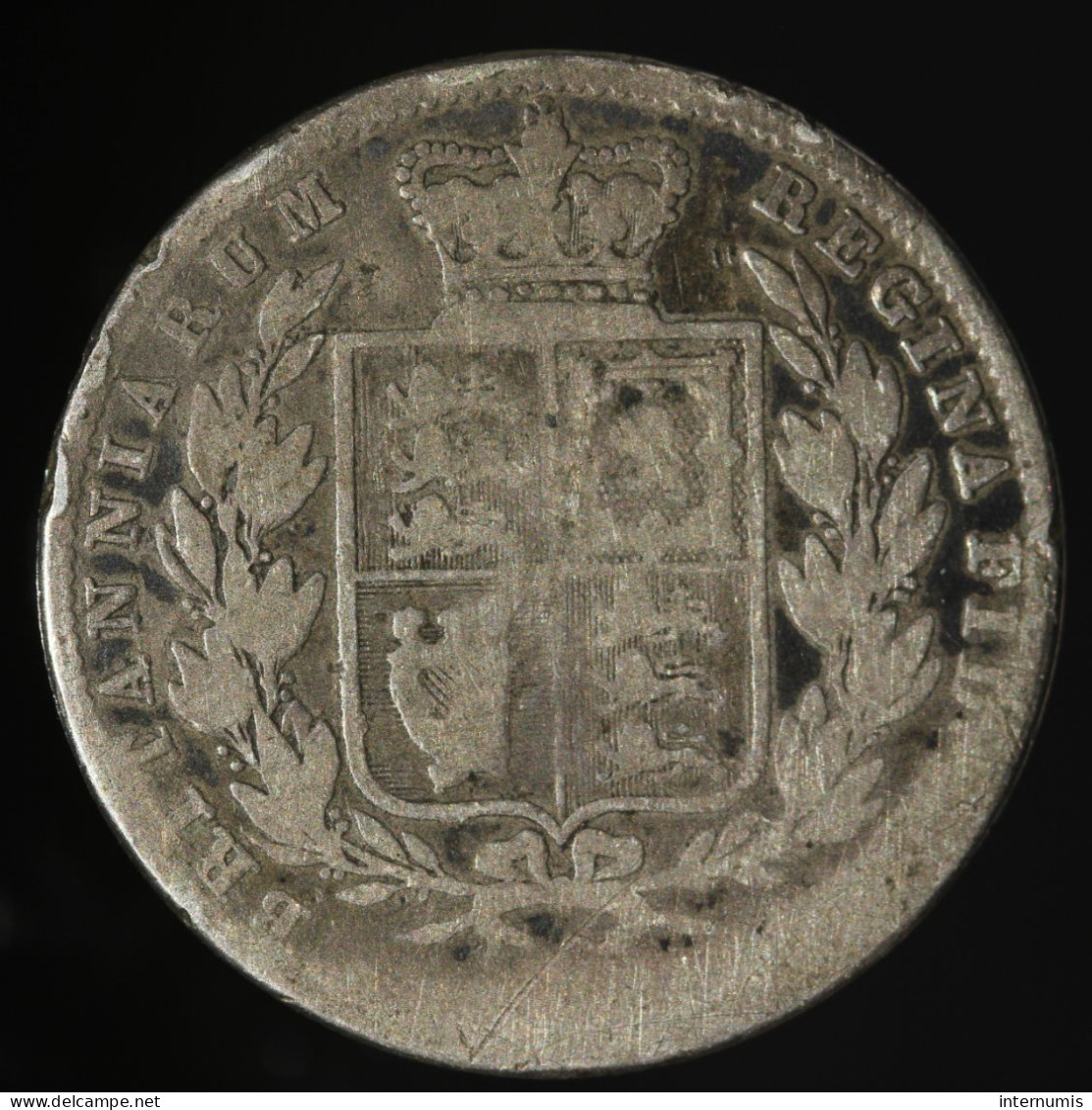 Scarce / Rare Grande-Bretagne / United Kingdom, Victoria, 1/2 Crown, 1845, , Argent (Silver), B+ (F),
KM#740, Sp.3888 - K. 1/2 Crown