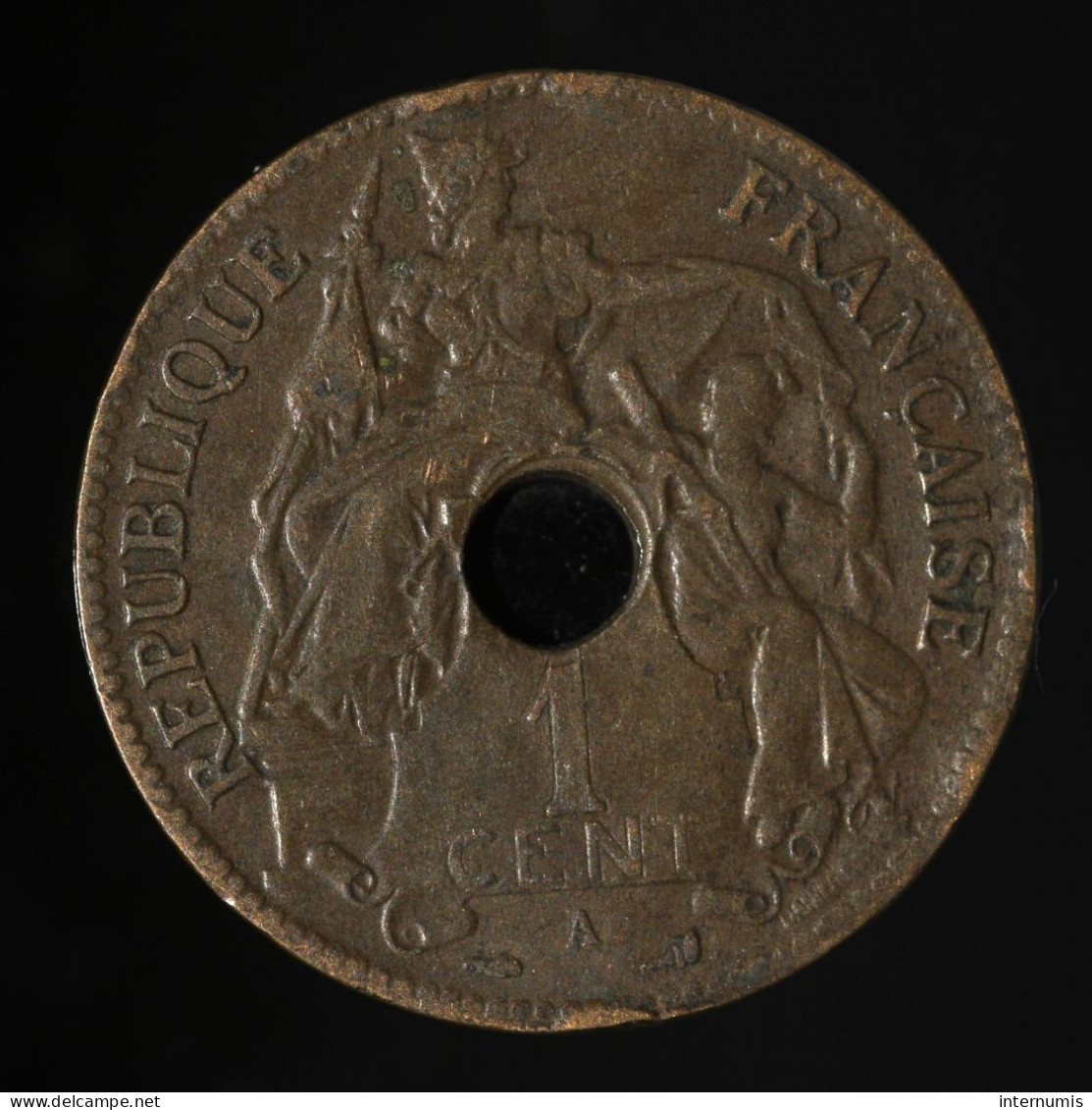  Indochine / Indochina, , 1 Centième / 1 Cent, 1897, Paris, Bronze, TTB (EF),
KM#8, Lec.52 - French Indochina