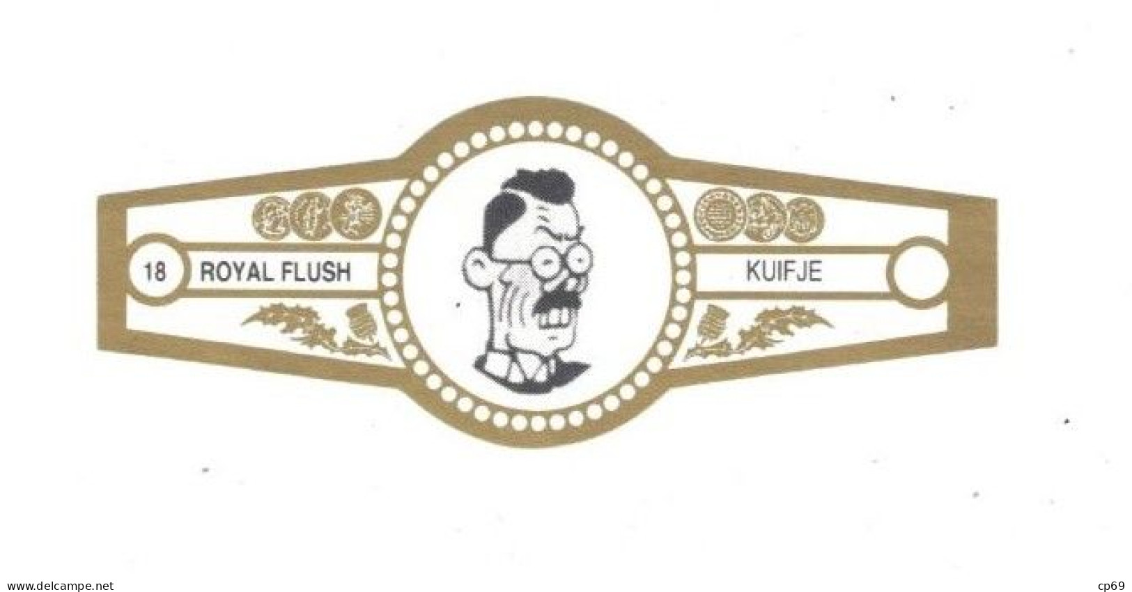 18) Bague De Cigare Série Tintin Blanche Dorée Royal Flush Kuifje Mitsuhirato Asie Asiatique En Superbe.Etat - Objets Publicitaires