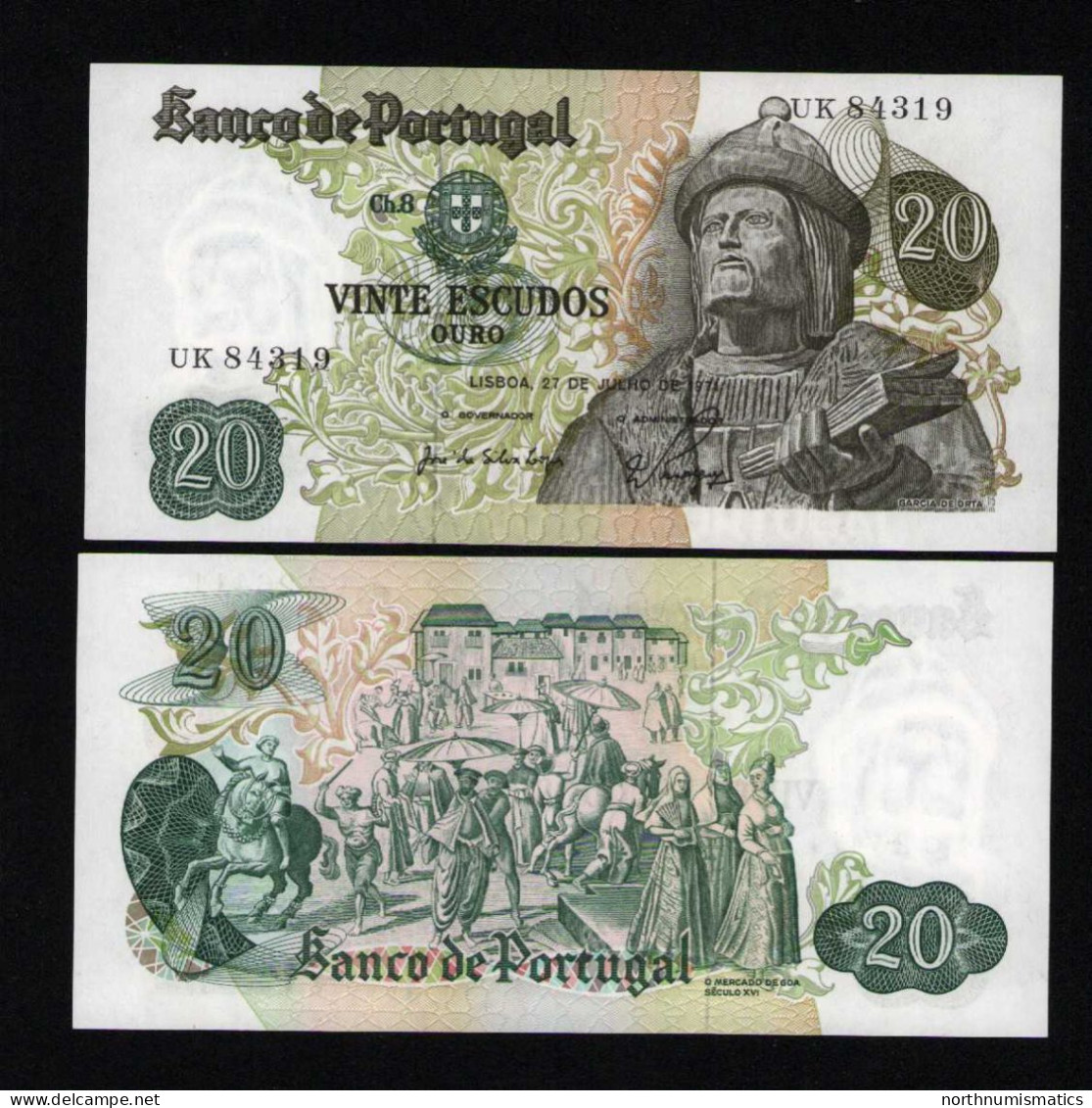 Portugal 20 Escudos 27 July 1971 Unc - Portugal