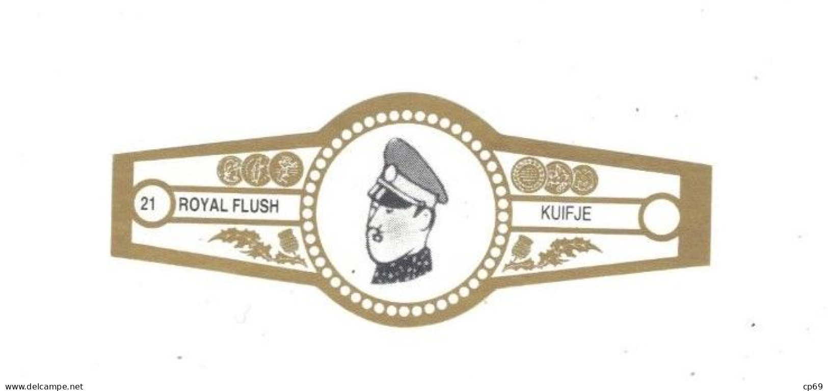 21) Bague De Cigare Série Tintin Blanche Dorée Royal Flush Kuifje Le Roi Muskar XII The King En Superbe.Etat - Objets Publicitaires