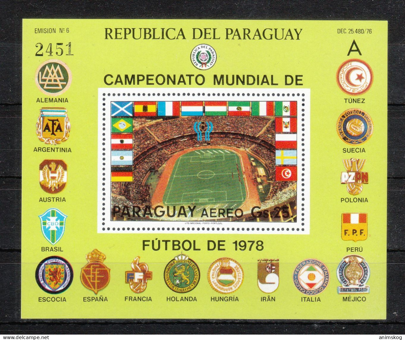 Paraguay 1979**, Block Fußball-WM 1978, Kaktus Opuntia / Paraguay 1979, MNH, Soccer World Cup 1978, Cactus Opuntia - Cactus