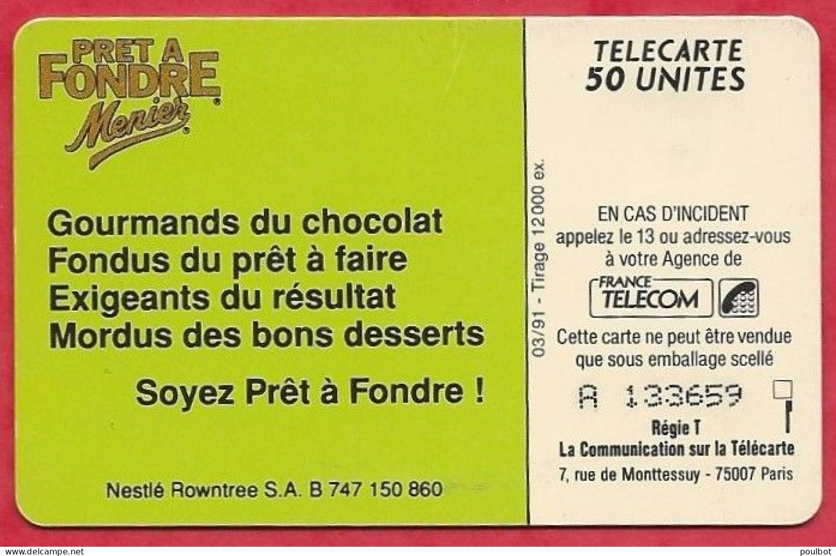 Télécarte En 24A Chocolat Menier (puce SO3) - 50 Units