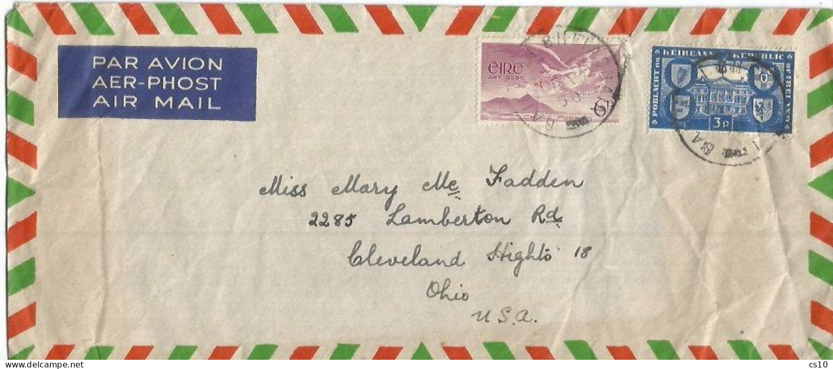 Eire Airmail Cover Baile.... 14jul1950 To USA With Airpost 6d + Poblacht 3d - Storia Postale