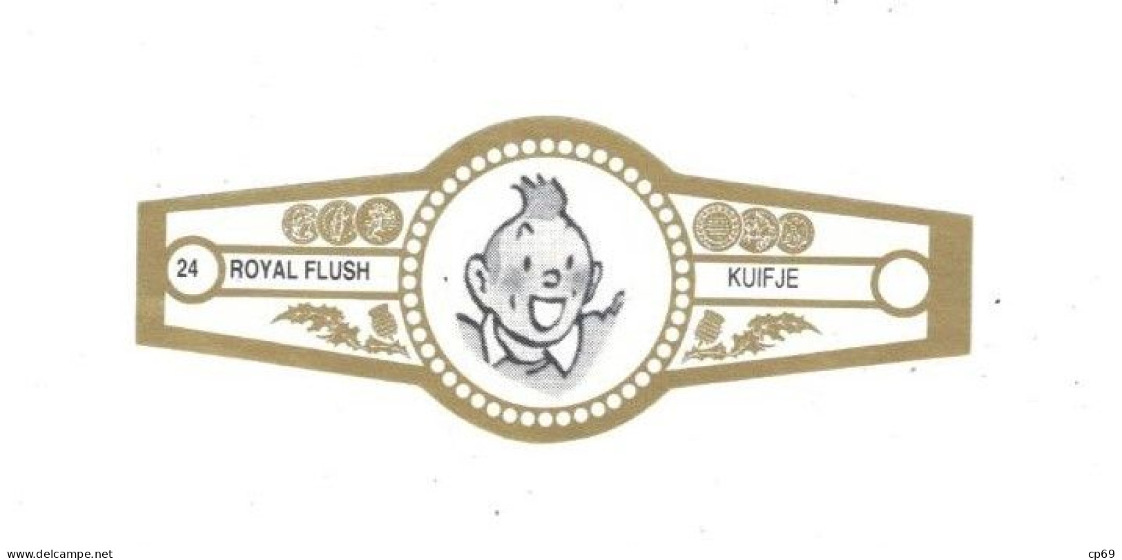 24) Bague De Cigare Série Tintin Blanche Dorée Royal Flush Kuifje Tintin Détective En Superbe.Etat - Advertisement