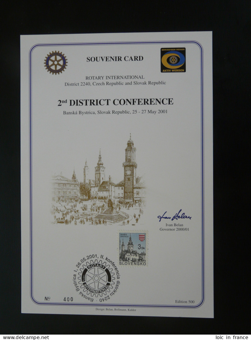 Encart Folder Souvenir Card Rotary International Banska Bystrica Conference Slovakia 2001 - Briefe U. Dokumente