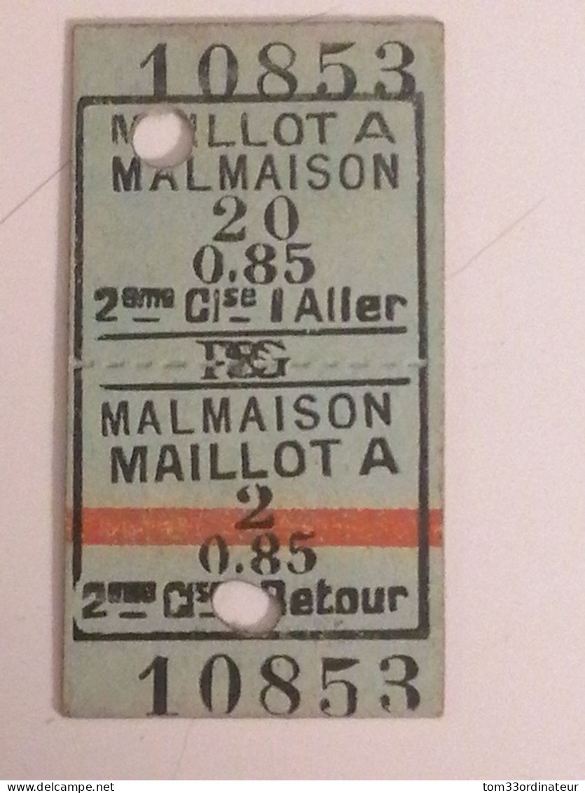 Ticket Du Tramway Du Paris Saint-Germain 1878/1935 - Andere & Zonder Classificatie